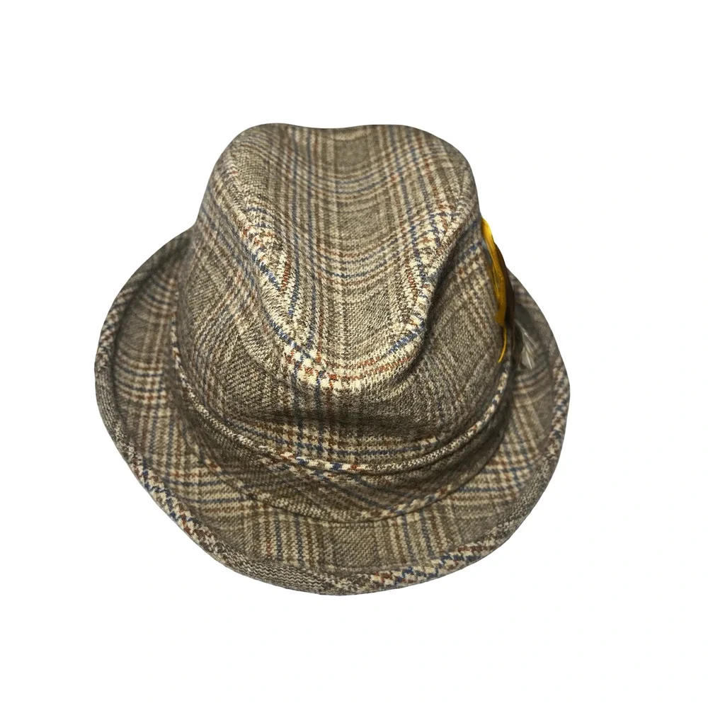 Pendleton Tan Checkered Hat with Yellow Feather